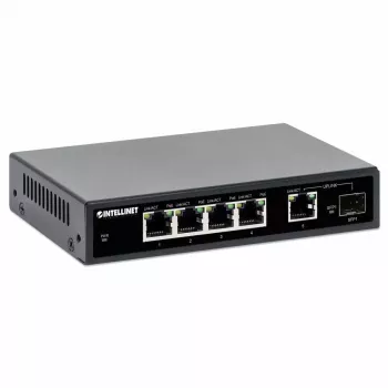 Intellinet 5 portu Gigabit Ethernet PoE+ slēdzis ar SFP portu, 91 W jaudas budžets