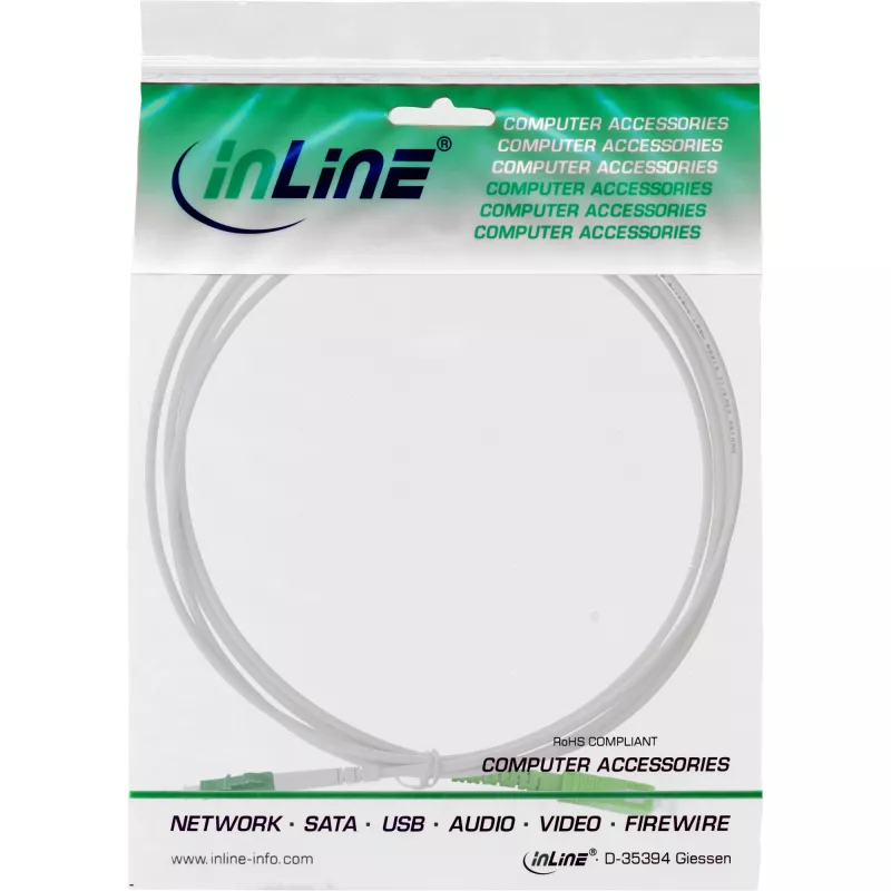 InLine Fiber Optical Simplex Cable FTTH LC/APC 8° to SC/APC 8° 9/125µm OS2, 10 m