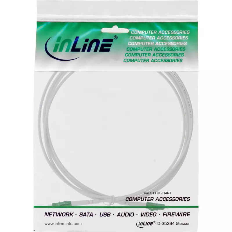 InLine Fiber Optical Simplex kabelis, FTTH, LC/APC8° to LC/APC8° 9/125µm OS2 1m