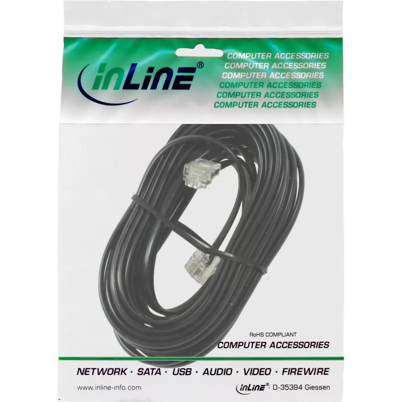 InLine Modular kabelis RJ11 vīriešais/vīriešais 6P4C 10m