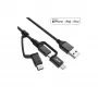 InLine 3-in-1 USB kabelis, USB-A vīr. uz Micro-USB+USB-C+Lightning, melns/alumīnijs