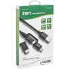 InLine 3-in-1 USB kabelis, USB-A vīr. uz Micro-USB+USB-C+Lightning, melns/alumīnijs