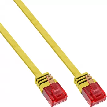 InLine plakans Ultraslim komutācijas kabelis U/UTP Cat.6 Gigabit gatavs dzeltens 7 m