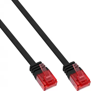 InLine plakans Ultraslim komutācijas kabelis U/UTP Cat.6 Gigabit ready Melns 15m