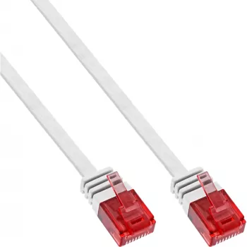 InLine plakans īpaši plāns savienojošais kabelis U/UTP Cat.6, gatavs Gigabit Ethernet, balts, 0,5 m