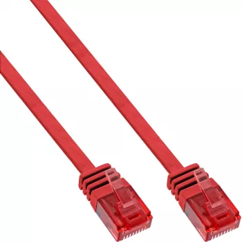 InLine plakans Ultraslim komutācijas kabelis U/UTP Cat.6 Gigabit ready sarkans 10 m