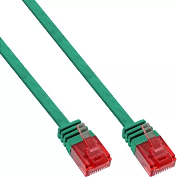 InLine plakanais īpaši plānais savienojuma kabelis U/UTP Cat.6 Gigabit gatavs zaļš 2m