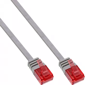 InLine plakanais īpaši plānais komutācijas kabelis U/UTP Cat.6 Gigabit gatavs pelēks 3m