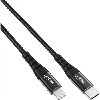 InLine USB-C Lightning kabelis, paredzēts iPad, iPhone, iPod, melns/alumīnijs, 2m MFi