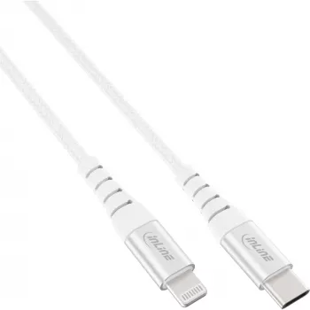 InLine USB-C uz Lightning kabelis, iPad, iPhone, iPod ierīcēm, sudrabains/alumīnija, 1 m