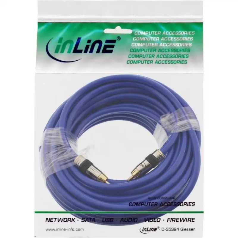 InLine Premium RCA video un digitālais audio kabelis RCA tēviņš / tēviņš, zeltīti kontakti, 25 m