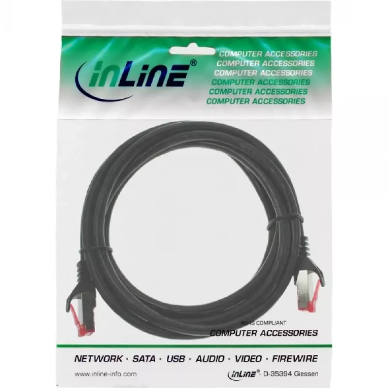 InLine komutācijas kabelis S/FTP PiMF Cat.6 250MHz PVC varš melns 25m
