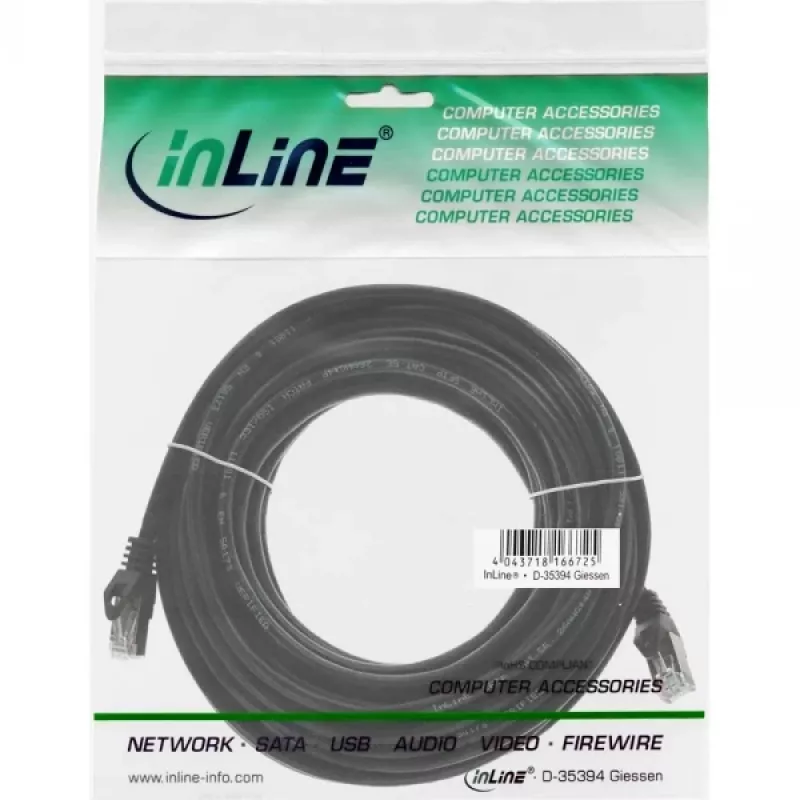 InLine komutācijas kabelis SF/UTP Cat.5e melns 25m