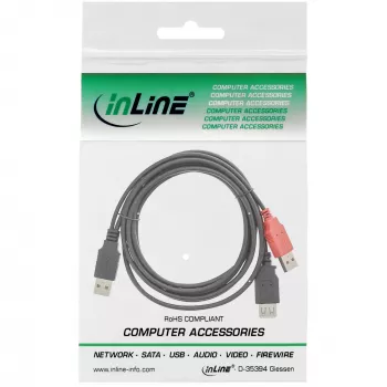 USB 2.0 Y-kabelis 2x Type A vīr./siev. InLine 34510Z 0.2m