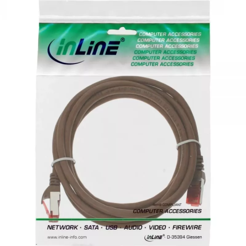 InLine komutācijas kabelis S/FTP PiMF Cat.6 250 MHz PVC varš brūns 25m
