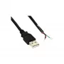 InLine USB 2.0 kabelis, Type-A spraudnis / atvērts gals, melns, 2m