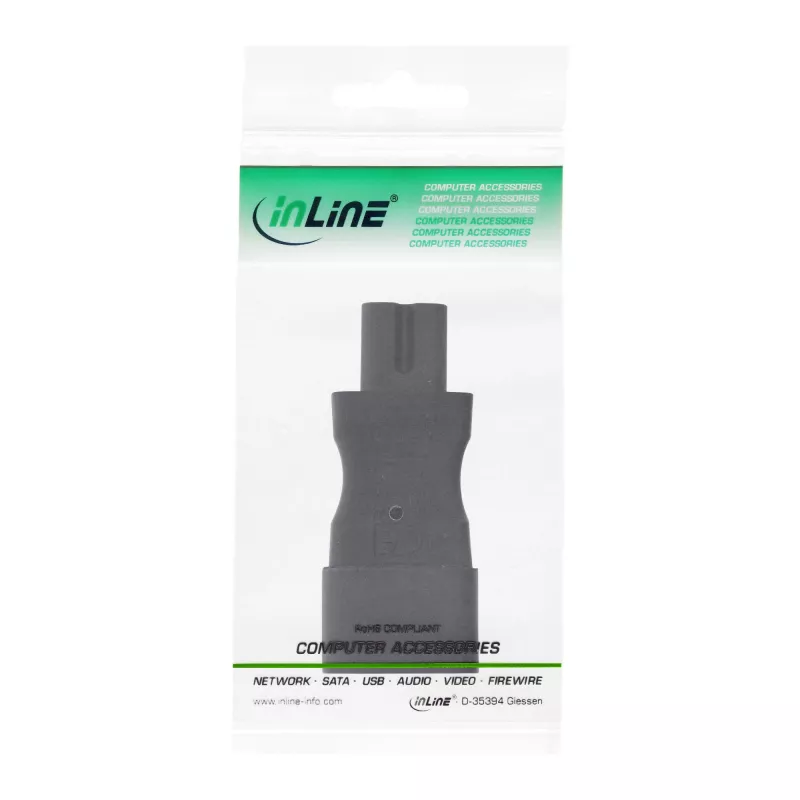 InLine strāvas adapteris IEC 60320 C14 / C7, 3 kontaktu IEC ierīce uz 2 kontaktu