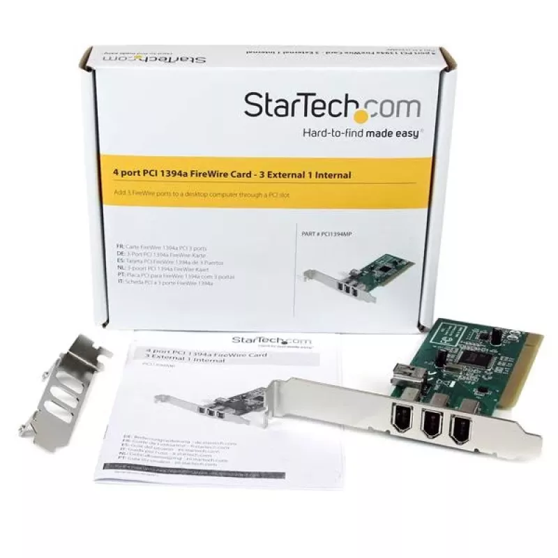 StarTech.com 4 portu PCI 1394a FireWire adaptera karte - 3 ārējie 1 iekšējais