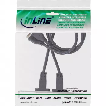 InLine spraugas kronšteins USB-C uz USB 3.2 priekšējā paneļa Key-A iekšējais, 0,5m
