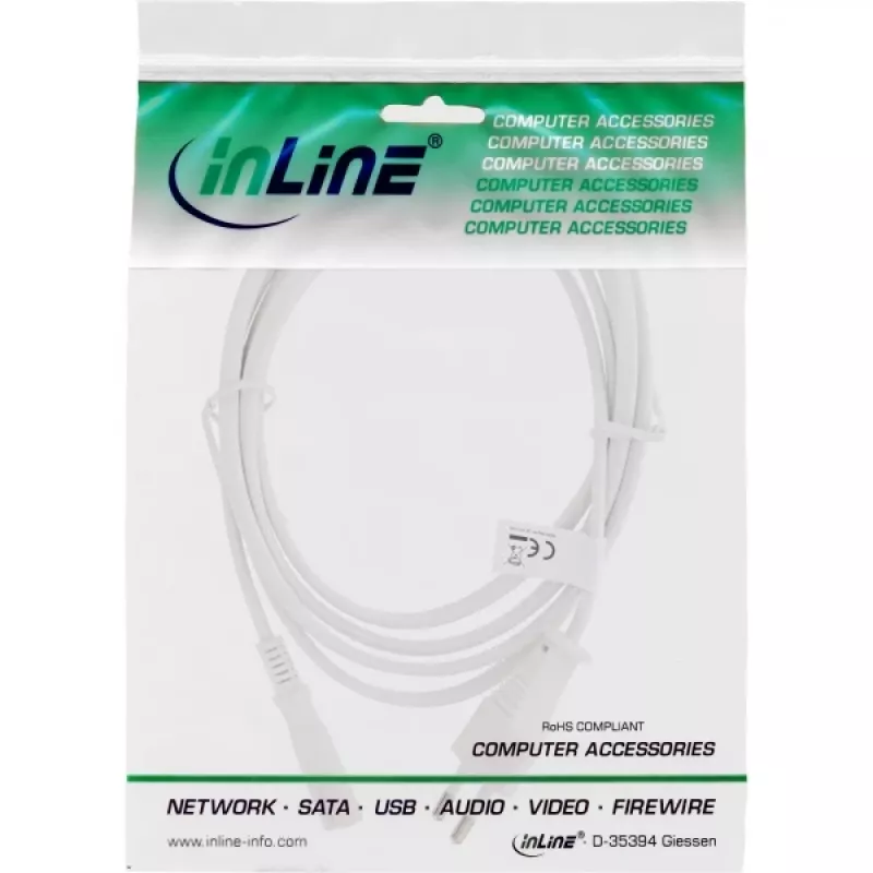 InLine strāvas kabelis, Euro vīrišķais / Euro8 vīrišķais, balts, 1,5 m