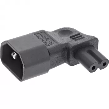 InLine barošanas adapteris IEC 60320 C14 / C7, pa kreisi/pa labi leņķveida, 3 kontaktu uz 2 kontaktu