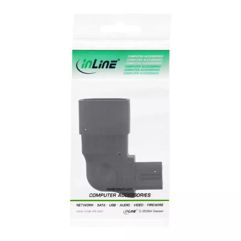 InLine barošanas adapteris IEC 60320 C14 / C7, pa kreisi/pa labi leņķveida, 3 kontaktu uz 2 kontaktu