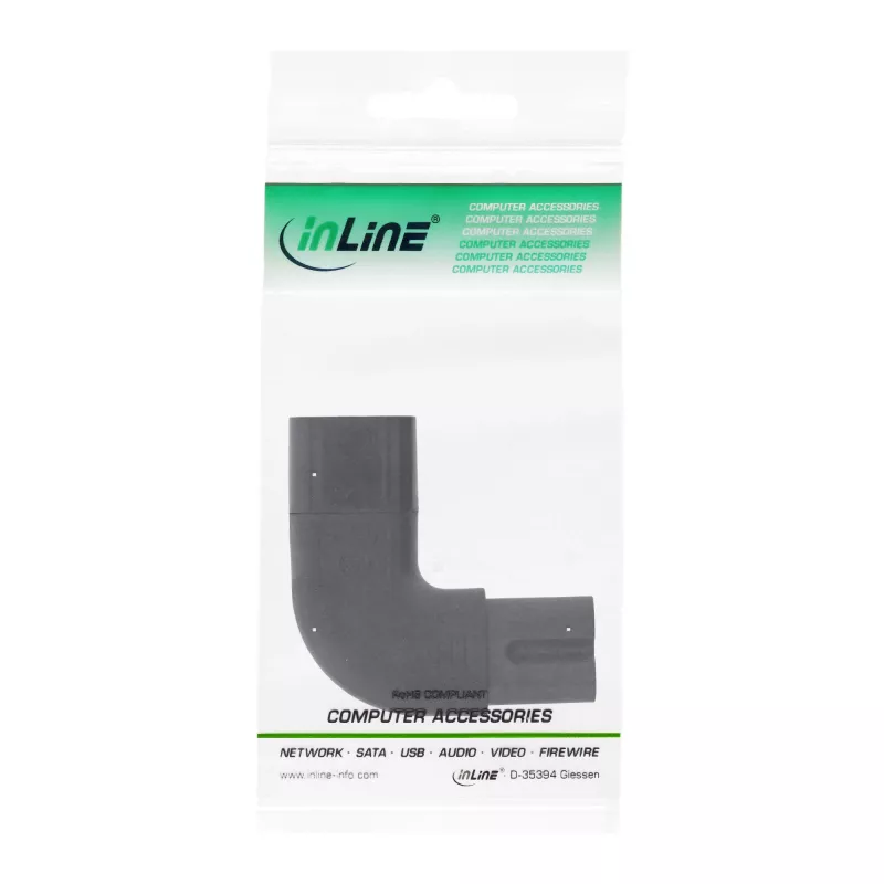InLine strāvas adapteris IEC 60320 C8 / C7, pa kreisi/pa labi leņķveida 2 kontaktu