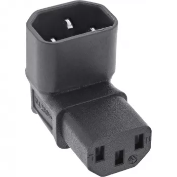 InLine strāvas adapteris IEC 60320 C14/C13, uz augšu/uz leju leņķveida, 3 kontaktu. IEC ierīce