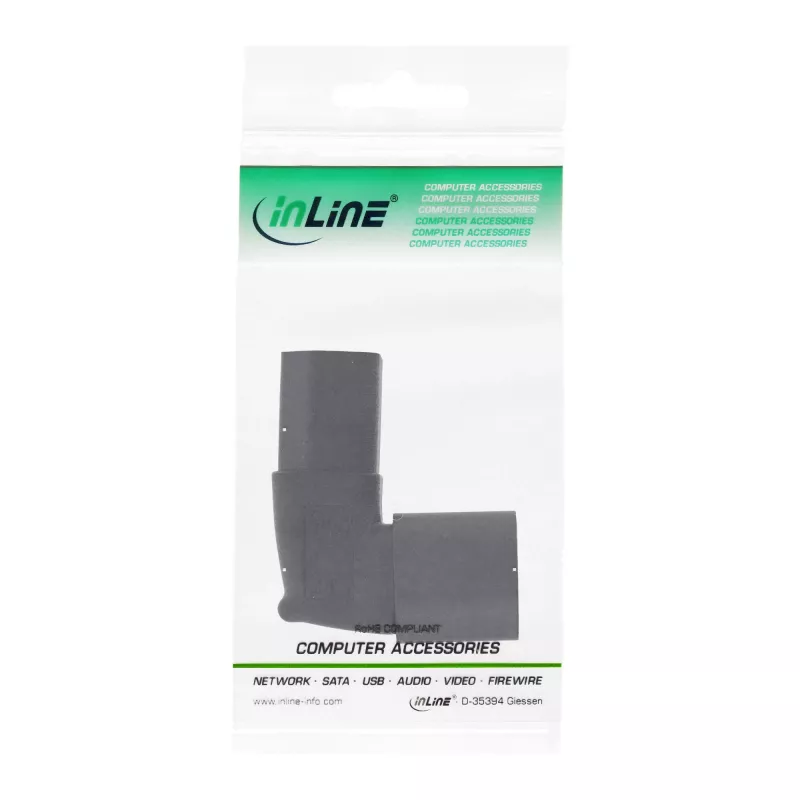 InLine strāvas adapteris IEC 60320 C14/C13, uz augšu/uz leju leņķveida, 3 kontaktu. IEC ierīce