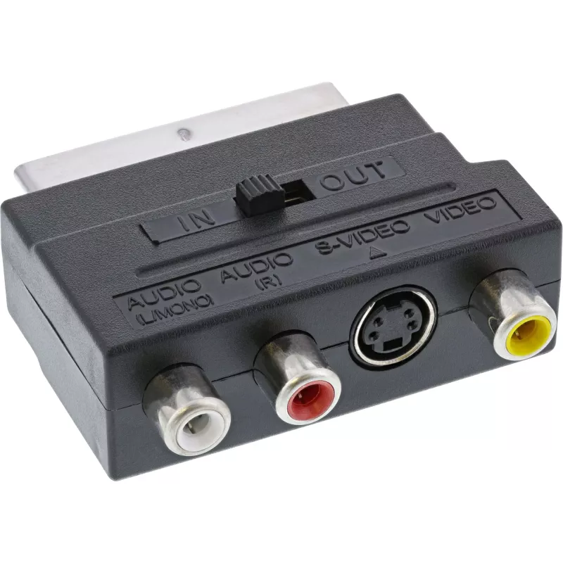 InLine Scart adapteris Scart vīrišķais / 3x RCA un S-VHS video ieeja/izeja