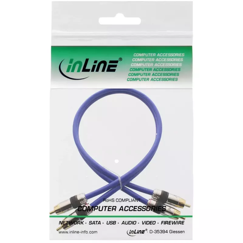 InLine Premium RCA Audio kabelis 2x RCA tēviņš / tēviņš zeltīti kontakti 20m