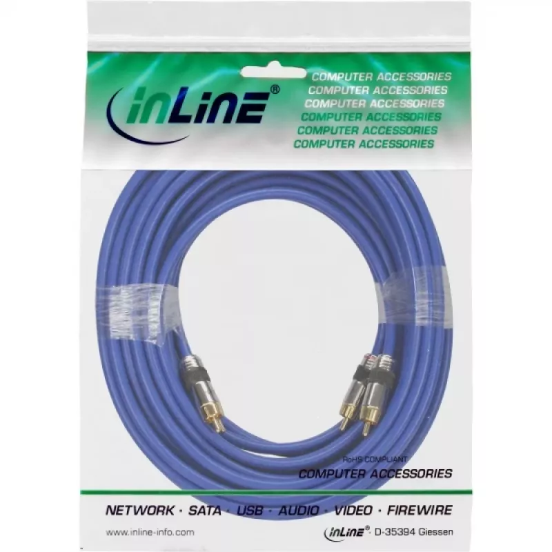 InLine Premium RCA Audio Kabelis 2x RCA vīrišķais / vīrišķais apzeltīts 10m
