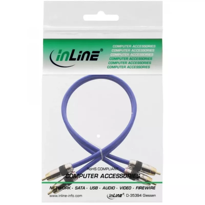 InLine Premium RCA Audio kabelis, 2x RCA tēviņš / tēviņš, apzeltīts, 3 m