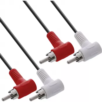 InLine Audio kabelis 2x RCA vīr./vīr. leņķa 1,2 m melns 89929 Intos