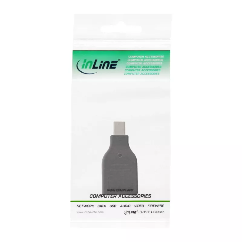 InLine DisplayPort adapteris, mini DisplayPort vīrišķais / DisplayPort sievišķais, 4K/60Hz