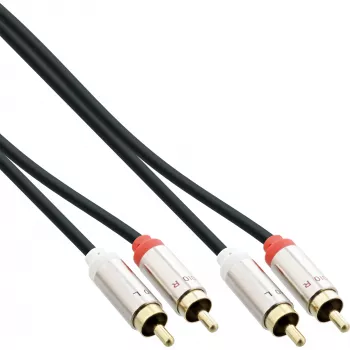 InLine plāns audio kabelis 2x RCA vīr./vīr., stereo, 0,5 m, melns