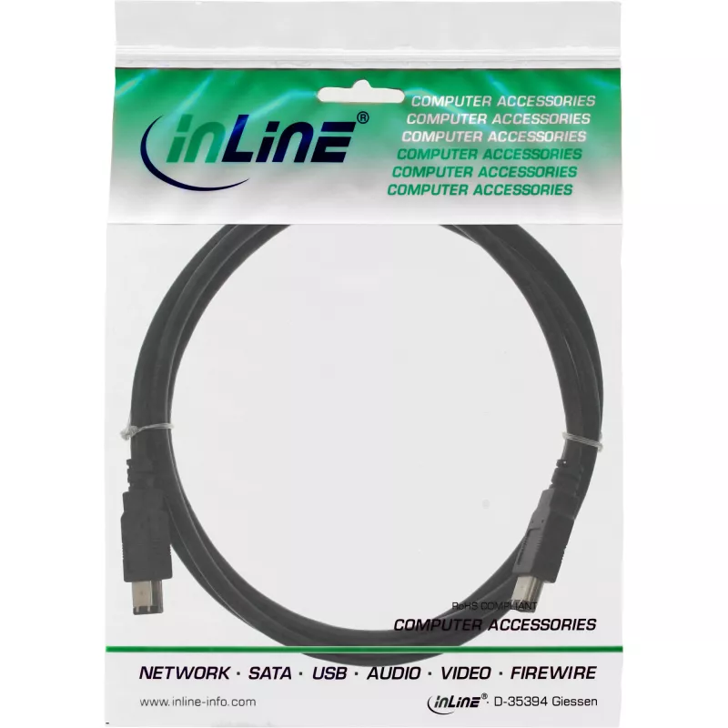 InLine FireWire 400 1394 kabelis 6 kontaktu vīrišķais / vīrišķais 3m