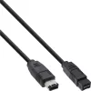 FireWire 400 uz 800 kabelis InLine 36901 1m vīrietis/vīrietis melns
