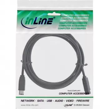 FireWire 400 uz 800 kabelis InLine 36901 1m vīrietis/vīrietis melns