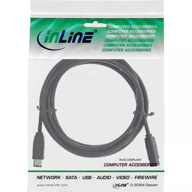InLine FireWire 400 uz 800 1394b kabelis 6 / 9 kontaktu vīrišķais 3m
