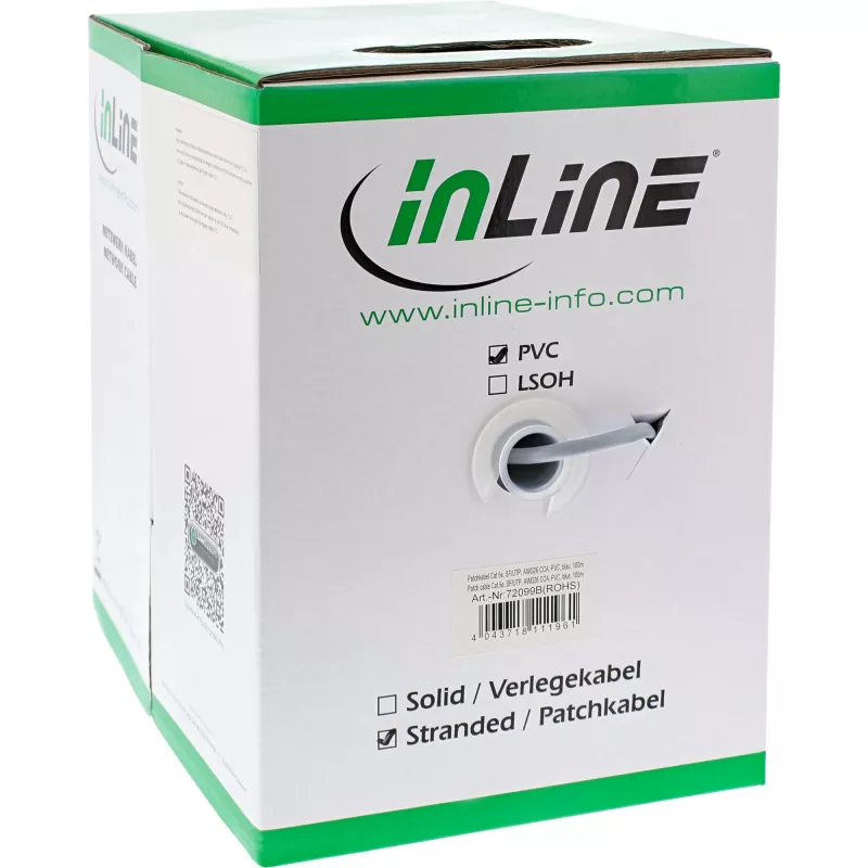InLine komutācijas kabelis SF/UTP Cat.5e AWG26 CCA PVC pelēks 500m