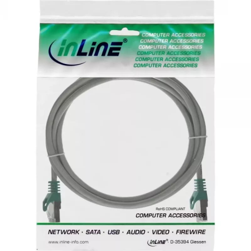 InLine CrossOver ielāpu vads datoram pie datora SF/UTP Cat.5e pelēks 1 m