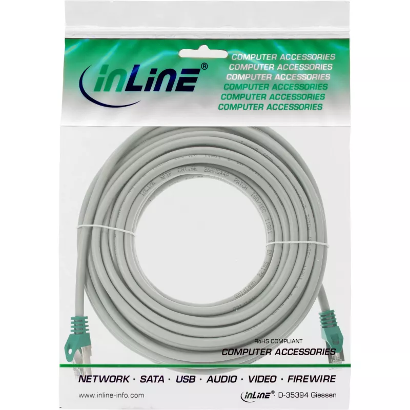InLine Crossover PC to PC komutācijas kabelis SF/UTP Cat.5e pelēks 10m
