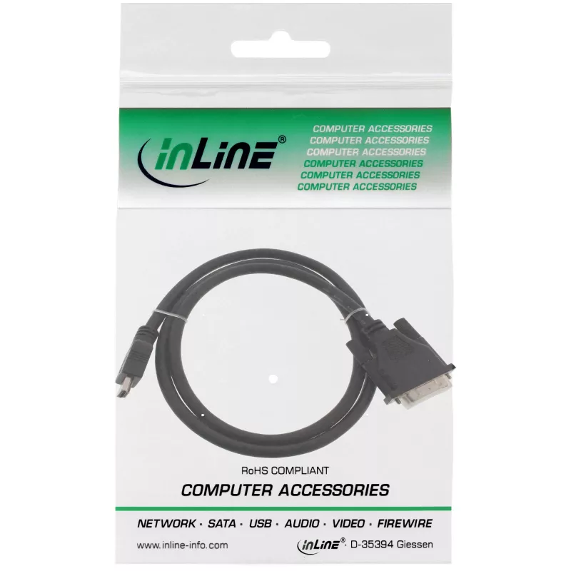 InLine HDMI-DVI kabelis HDMI tēviņš / DVI tēviņš 18+1 melns 5m