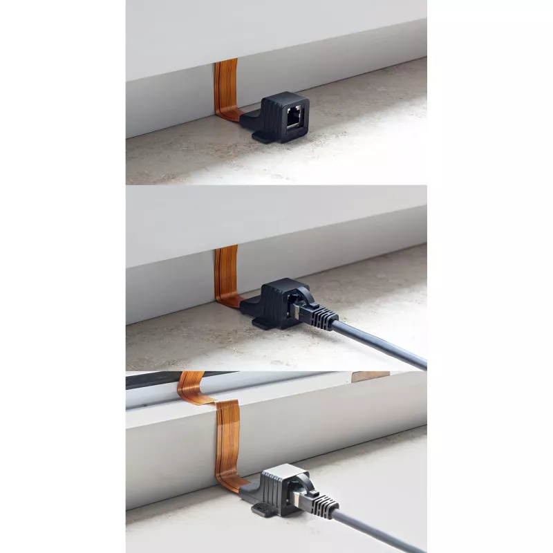 InLine plāns RJ45 kabelis logiem/durvīm, 2x RJ45 F/F, 1:1, neekranēts, 0,3 m