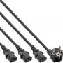InLine Y-barosanas kabelis 1x CEE 7/7 leņķveida / 3x 3 kontaktu IEC C13 vīrišķais, v1 (2m+1/2/3m)