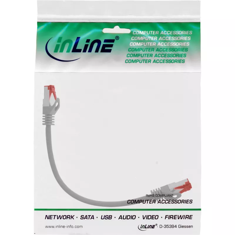InLine Patch vads S/FTP PiMF Cat.6 250 MHz PVC varš pelēks 0,3 m