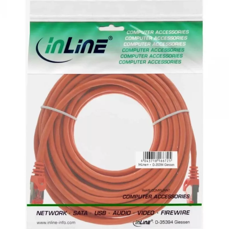 InLine komutācijas kabelis S/FTP PiMF Cat.6 250MHz PVC varš oranžs 20m