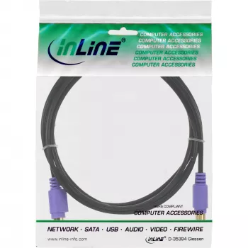 InLine PS/2 kabelis, , vīriešu/sieviešu, melns/violets, zeltīti kontakti, 2 m