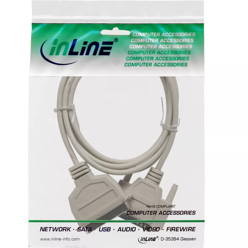 InLine printera kabelis, divvirzienu, 25 kontaktu D-Sub uz 36 kontaktu Centronics, 2 m